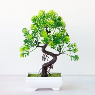 Kunstmatige Levensechte Planten Bonsai Plastic Plant Bloemen Kleine Boom Pot Plant Ingemaakte Ornamenten Voor Home Decor Hotel Tuin Decors hongyundangtou groen