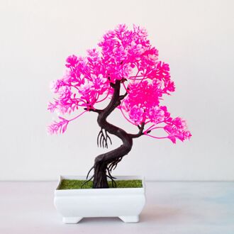 Kunstmatige Levensechte Planten Bonsai Plastic Plant Bloemen Kleine Boom Pot Plant Ingemaakte Ornamenten Voor Home Decor Hotel Tuin Decors hongyundangtou roze