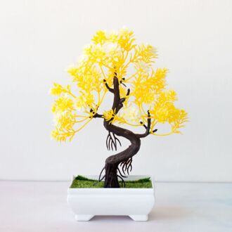 Kunstmatige Levensechte Planten Bonsai Plastic Plant Bloemen Kleine Boom Pot Plant Ingemaakte Ornamenten Voor Home Decor Hotel Tuin Decors hongyundangtou yello