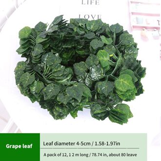 Kunstmatige Lvy Groen Blad Krans Plant Vine Grape Leaf Klimmer Groen Blad Familie Tuin Bruiloft Diy Tuin Ambachtelijke Bloem A1