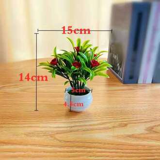 Kunstmatige Plant Ingemaakte Kunstmatige Bloem Bonsai Kunstmatige Groene Plant Kleine Ingemaakte Kunstmatige Bloem rood