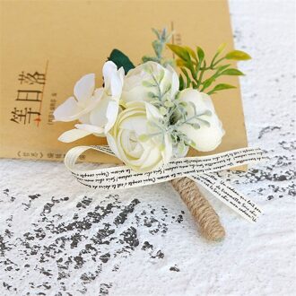 Kunstmatige Rose Bloemen Bruidegom Boutonniere Man Corsage Vader Brother Bruiloft Bloem Man Pak Party Decoratie XH20 A1