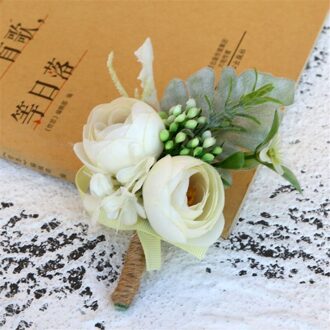 Kunstmatige Rose Bloemen Bruidegom Boutonniere Man Corsage Vader Brother Bruiloft Bloem Man Pak Party Decoratie XH20 A2