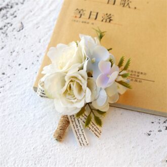 Kunstmatige Rose Bloemen Bruidegom Boutonniere Man Corsage Vader Brother Bruiloft Bloem Man Pak Party Decoratie XH20 A4
