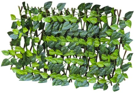 Kunstmatige Tuin Hek Intrekbare Decoratie Privacy Faux Ivy Bladeren Extension Hekwerk Hout Wijnstokken Klimmen Groen Blad Hek # G3