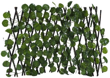 Kunstmatige Tuin Hek Intrekbare Decoratie Privacy Faux Ivy Bladeren Extension Hekwerk Hout Wijnstokken Klimmen Groen Blad Hek # G3