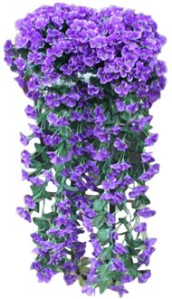 Kunstmatige Violet Bloem Muur Wisteria Mand Opknoping Garland Wijnstok Bloemen Nep Bloemen Opknoping Bloemen Nep Zijde Orchidee # T2P blauw