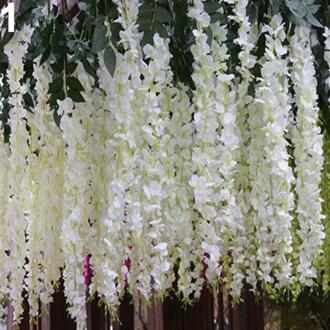 Kunstmatige Wisteria Bloemen Vine Zijde Bloem Wedding Garden Party Opknoping Decor wit