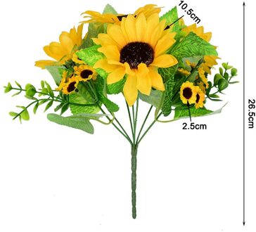 Kunstmatige Zonnebloem Boeket Zijde Bloem Home Hotel Office Garden Party Bruiloft Decoratie Diy Vaas Tafel Decor Nep Bloemen