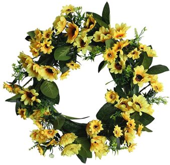 Kunstmatige Zonnebloem Krans Lente Zomer Krans Voor Voordeur Muur Raam Wedding Party Boerderij Tuin Home Decor