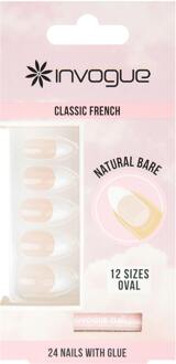 Kunstnagels Invogue Classic French Oval Nails Natural Bare 24 st
