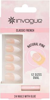 Kunstnagels Invogue Classic French Oval Nails Natural Pink 24 st
