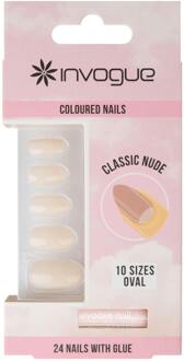 Kunstnagels Invogue Classic Oval Nails Nude 24 st + 2 ml