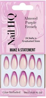 Kunstnagels Nail HQ Almond Purple French Nails 24 st