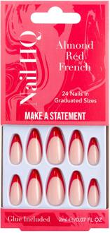 Kunstnagels Nail HQ Almond Red French Nails 24 st