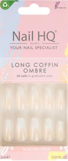 Kunstnagels Nail HQ Long Coffin Ombre Nails 24 pcs + 2 ml