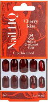 Kunstnagels Nail HQ Oval Cherry Kiss Cat Eye Nails 24 st