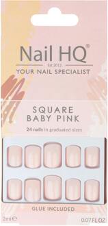 Kunstnagels Nail HQ Square Baby Pink Nails 24 pcs + 2 ml