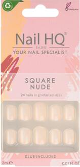 Kunstnagels Nail HQ Square Nude Nails 24 pcs + 2 ml