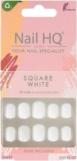 Kunstnagels Nail HQ Square White Nails 24 pcs + 2 ml