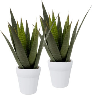 Kunstplant Aloe Vera - 2x - in pot - 23 cm
