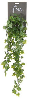 kunstplant met blaadjes hangplant Klimop/hedera - groen/wit - 70 cm