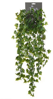 kunstplant met blaadjes hangplant Klimop/hedera - groen/wit - 80 cm - Kunstplanten Multikleur