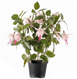 Kunstplant met bloemen - fuchsia roze - 30 cm - Kamerplant met bloemetjes - Kunstplanten Groen