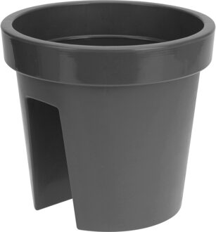 Kunststof balkon plantenpot/bloempot - antraciet - 28 x 25 cm - Reling