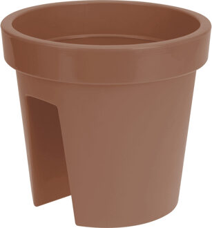 Kunststof balkon plantenpot/bloempot - terracotta - 28 x 25 cm - Reling