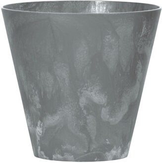 Kunststof bloempot/plantenpot betonlook 20 cm grijs - Plantenpotten