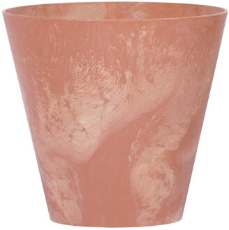 Kunststof bloempot/plantenpot betonlook 20 cm terracotta - Plantenpotten Bruin