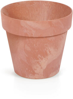 Kunststof bloempotten/plantenpotten betonlook 17 cm terracotta - Plantenpotten Bruin