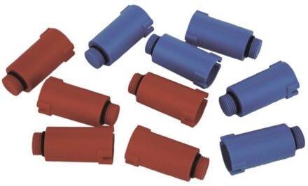Kunststof bouwplug, rood en blauw, 1/2", drukloos (Set 2 x 5) - 98913558