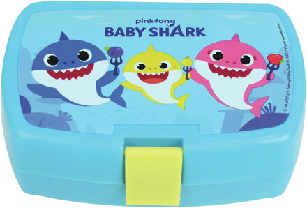 Kunststof broodtrommel/lunchbox Baby Shark 16 x 11 cm - Lunchboxen Multikleur