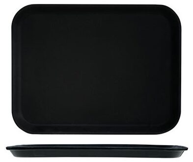 Kunststof dienblad/serveerblad - zwart - met antislip - 30 x 41 cm - horeca dienbladen
