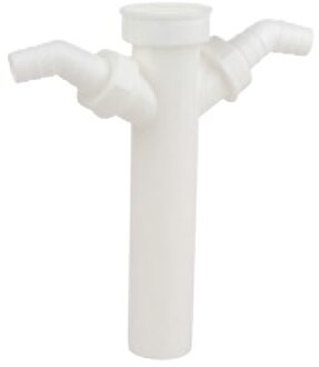 Kunststof dompelbuis, wit, 1 1/2" H x 250 mm, voor DN40 mm sifon, mit 3/4" dubbele apparaataansluiting - 98837148