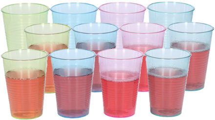 kunststof drinkglazen - 12x stuks - gekleurd - 360 ml - waterglazen - kinderen