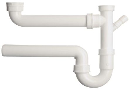 Kunststof dubbele spoelbak buisvormige sifon, wit, 1 1/2"ER x 40 mm, met 3/4" apparaataansluiting - 98833348