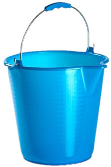 Kunststof emmer met schenktuit blauw 12 liter