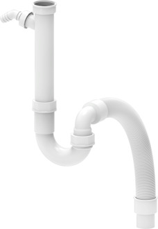 Kunststof flexibele spoelbak buisvormige sifon, wit, 1 1/2" Í x DN 40/50 mm, met 3/4" apparaataansluiting - 98836548
