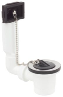 Kunststof gootsteenafvoer en overloopgarnituur, 1 1/2"ET x 70 mm, in hoogte verstelbaar, overloop aan de zijkant - 98834148