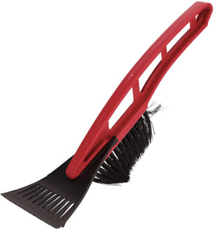 Kunststof ijskrabber/raamkrabber rood met borstel 31 cm - IJskrabbers