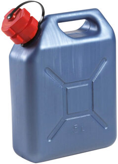 Kunststof jerrycan blauw voor brandstof 5 liter L24 x B11 x H30 cm