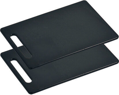 Kunststof keuken snijplank - 2x - zwart - 25 x 37 cm - Groente/fruit/vlees/vis - rechthoek