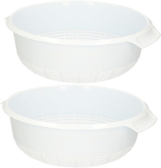 kunststof keuken vergiet - 2x - wit - 21 x 21 x 9 cm - laag model - Afgieten