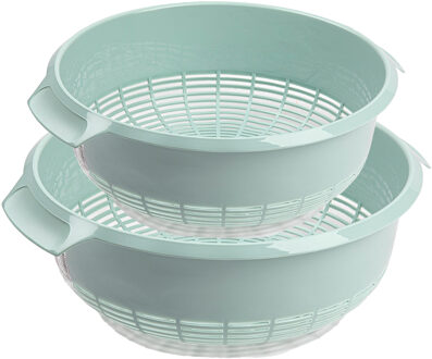 kunststof keuken vergieten - combi set - mintgroen - 27 x 10 cm en 23 x 9 cm