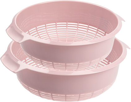 kunststof keuken vergieten - combi set - roze - 27 x 10 cm en 23 x 9 cm