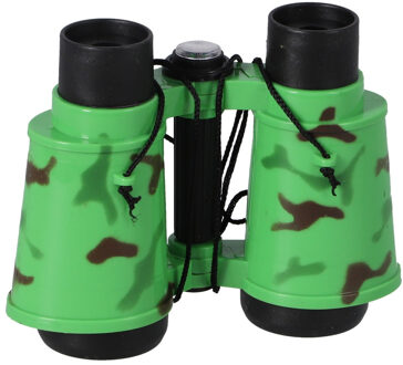 Kunststof kinder speelgoed verrekijker - Leger camouflage - groen - 15 cm - Buitenspeelgoed