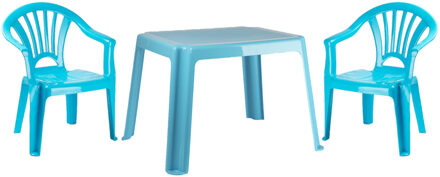 Kunststof kindertuinset tafel met 2 stoelen licht blauw - Kinderstoelen